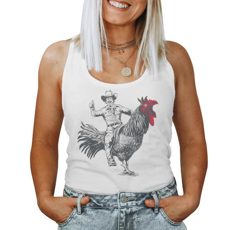 Cowboy Riding Chicken Women Tank Top