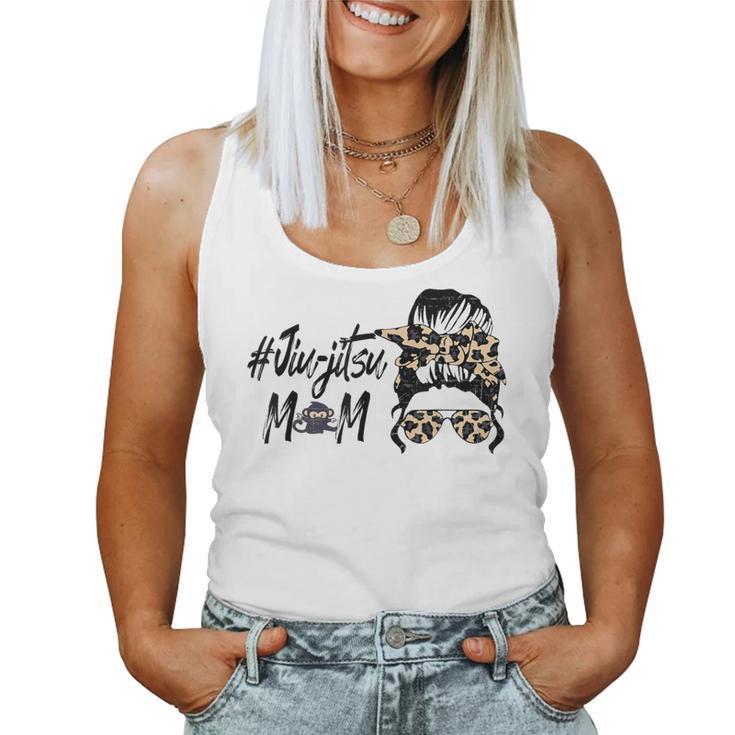 Cute Jiu-Jitsu Mom Leopard Messy Bun Jiu Jitsu Women Tank Top