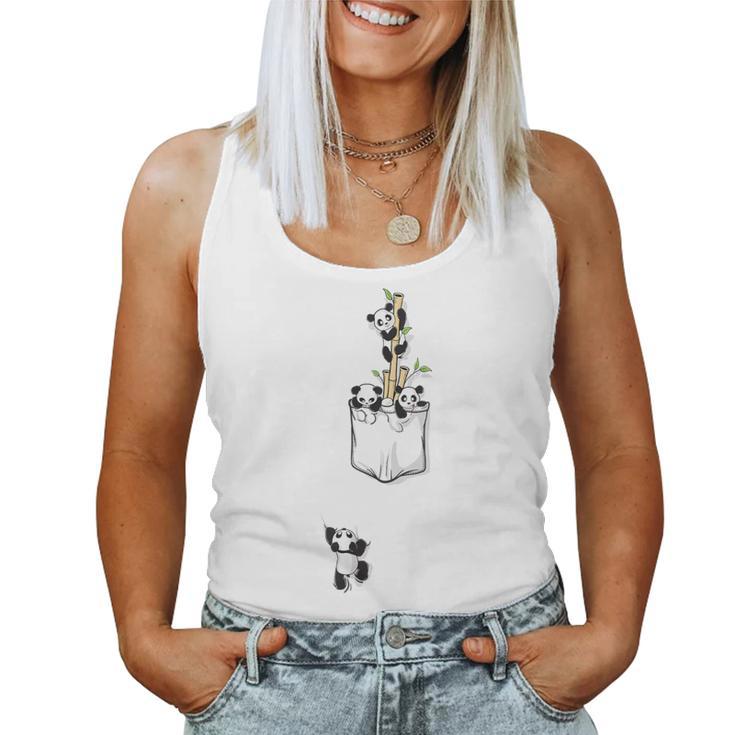 Cute Playful Panda Playing In Pocket Women Tank Top