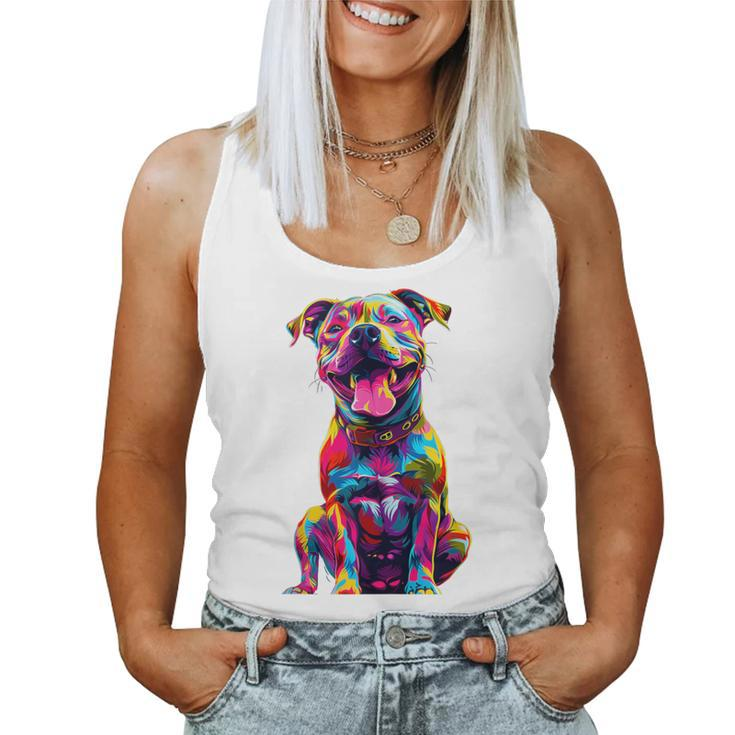 Cute Rainbow Pitbull Mom Dog Lover Pit Bull Owner Women's Women Tank Top