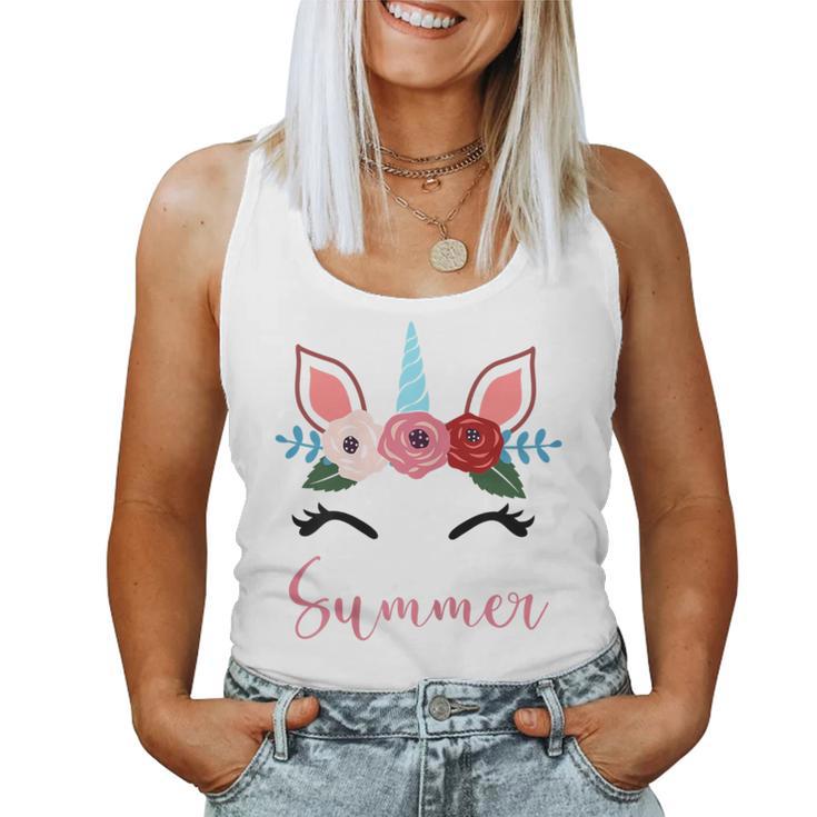 Cute Summer Magical Floral Unicorn For Girls Women Tank Top