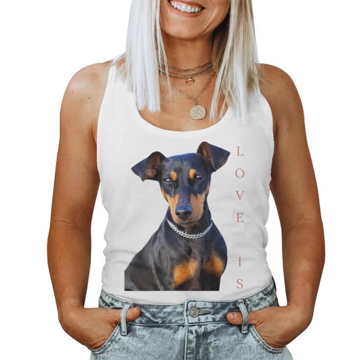 Damen Miniatur Pinscher Hund Mama Papa Liebe Welpe Haustier Mit-Ausschnitt Tank Top Frauen