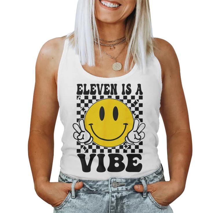 Eleven Is A Vibe 11Th Birthday Groovy Boys Girls 11 Year Old Women Tank Top