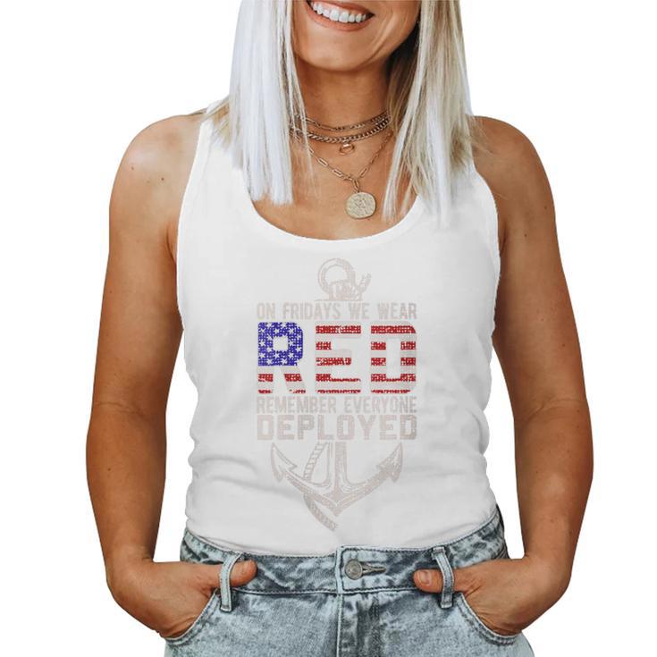 On Friday We Wear Red Military Support Troops Red Us Flag Women Tank Top