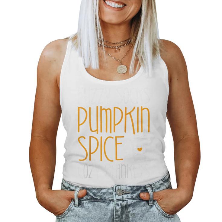 Fuzzy Socks Pumpkin Spice Cozy Blankets Fall Season Women Tank Top