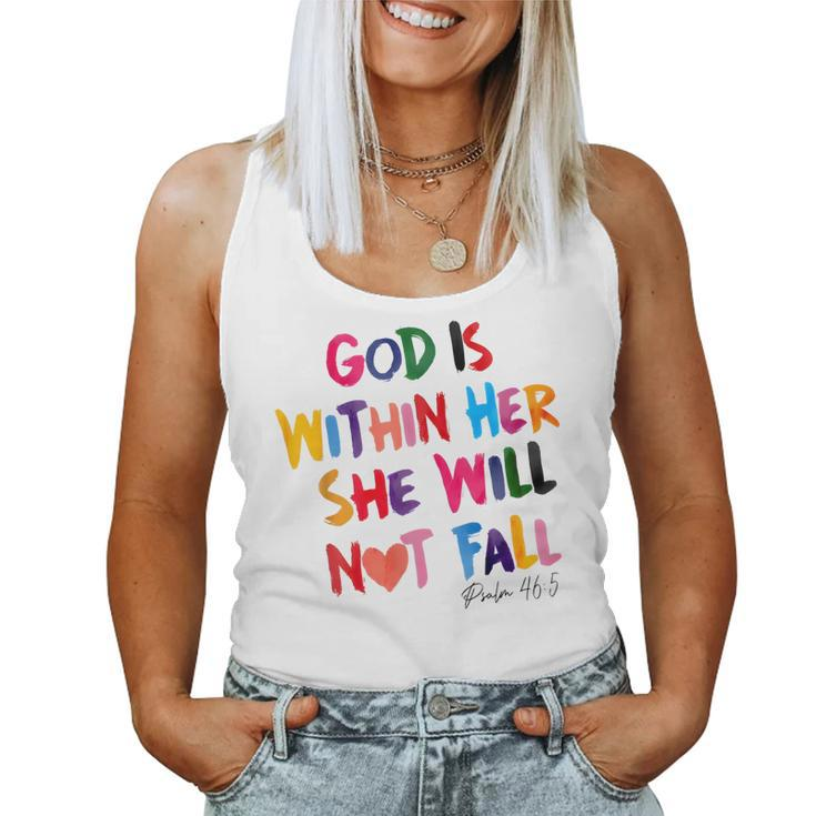 God Is Within Her She Will Not Fall Rainbow Women Tank Top
