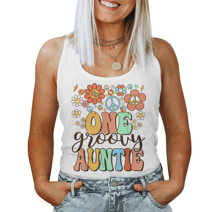 Groovy Auntie Retro Aunt Birthday Matching Family Party Women Tank Top