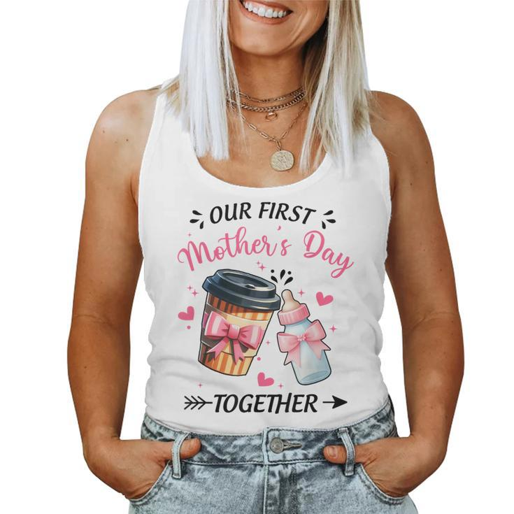 Groovy Our First Mother's Day Coffee Baby Milk Bottle Women Women Tank Top
