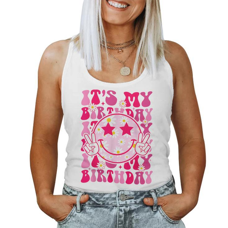 Groovy It's My Birthday Ns Girls Pink Smile Face Women Tank Top