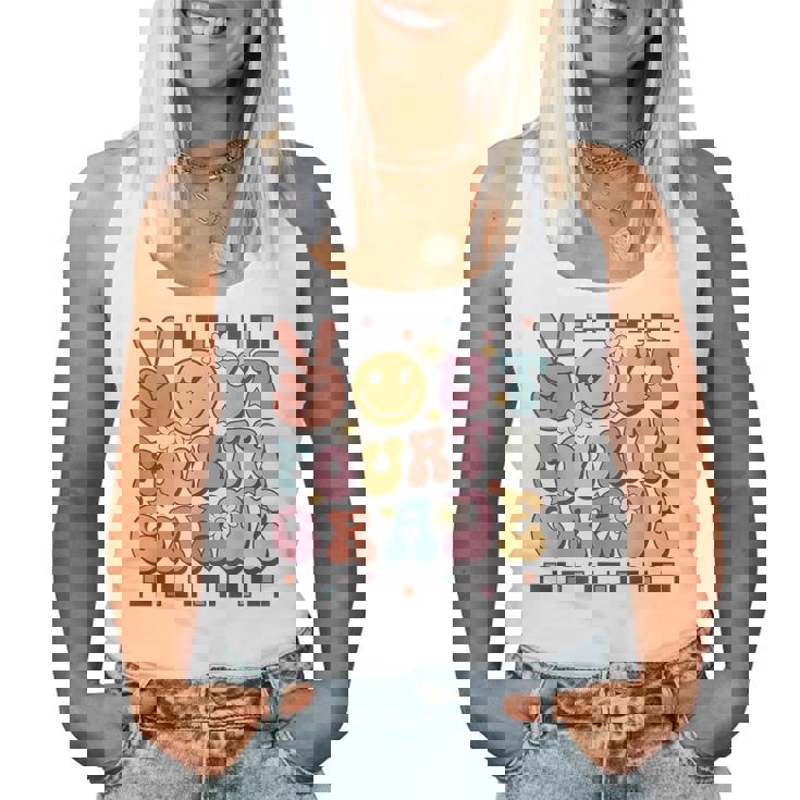 Groovy Last Day Of School 4Th Grade Peace Out Fourth Grade Women Tank Top