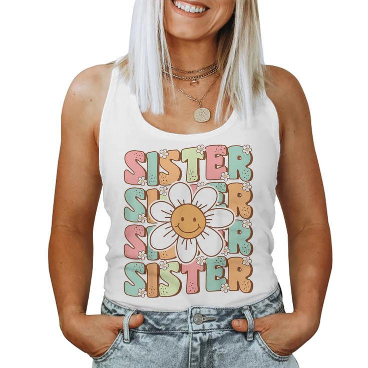 Groovy Sister Matching Family Birthday Party Daisy Flower Women Tank Top
