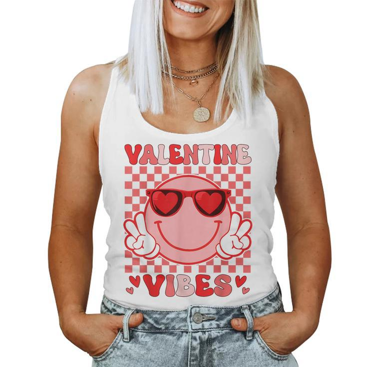 Groovy Valentine Vibes Valentines Day For Girl Womens Women Tank Top