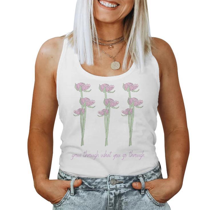 Grow Through What You Go Through Vintage Wildflower Poppy Women Tank Top