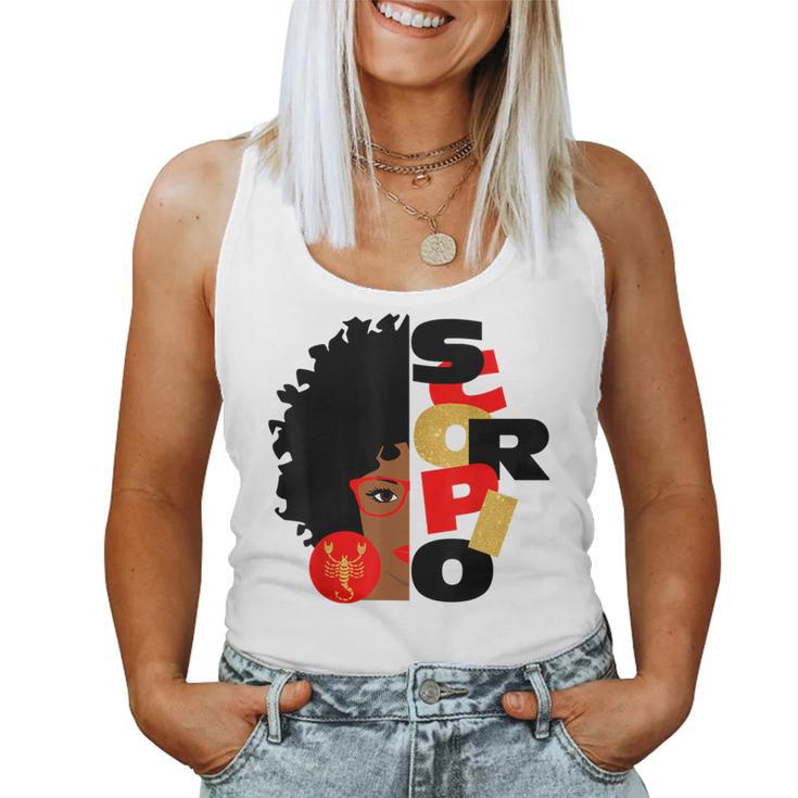 Half Face Scorpio Black Queen Birthday Zodiac Curly Hair Women Tank Top