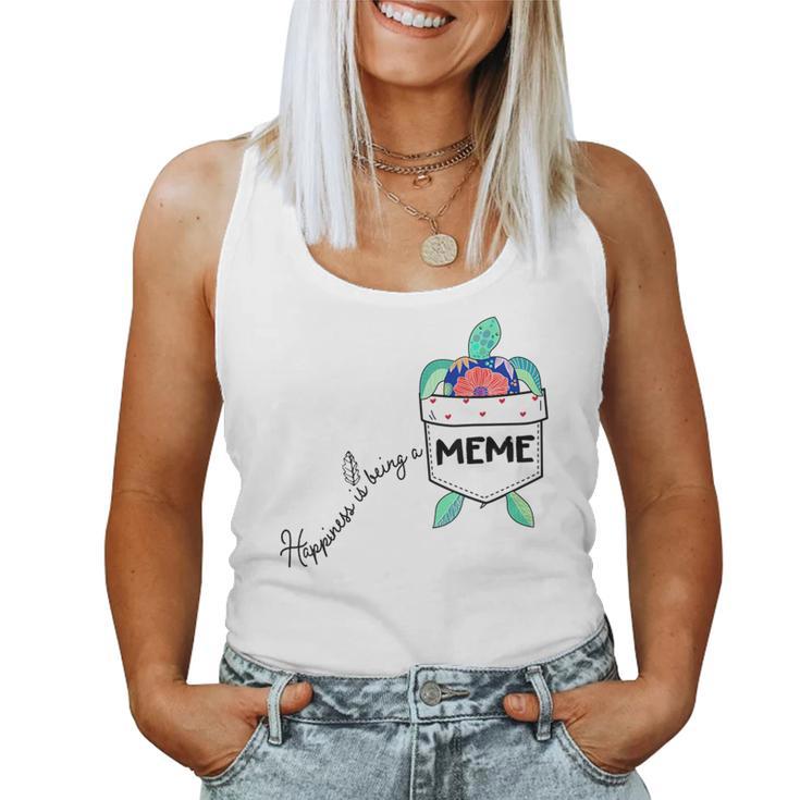 Happiness Is Being A Meme Sea Turtle Ocean Animal Women Tank Top