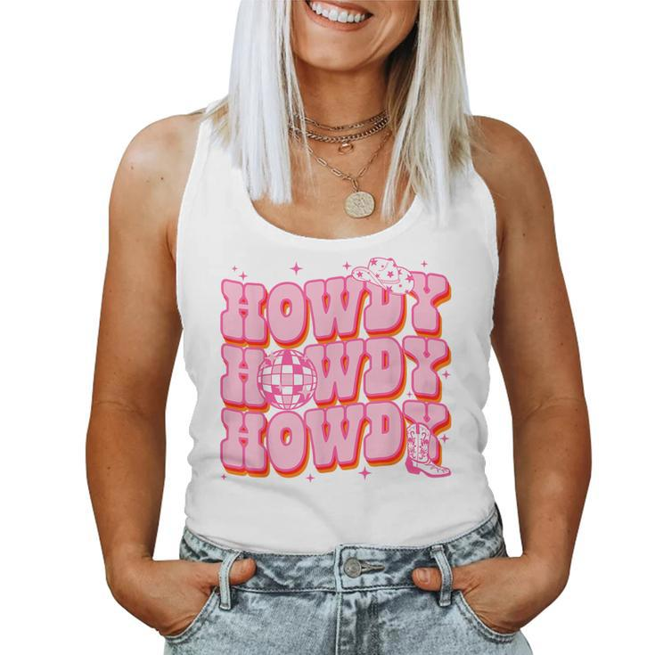 Howdy Southern Western Girl Country Rodeo Pink Cowgirl Disco Women Tank Top