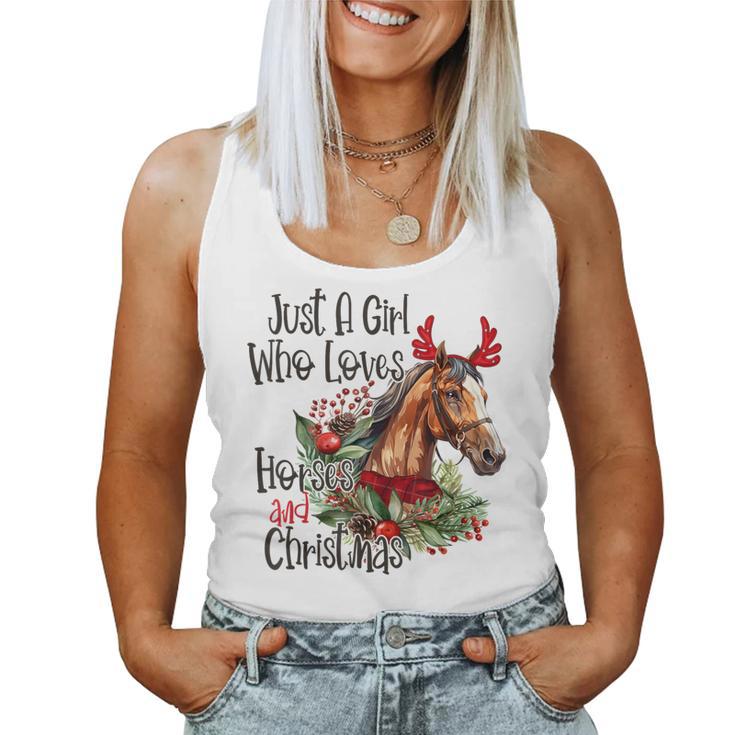 Just A Girl Who Loves Horses And Christmas Pretty Horses Women Tank Top