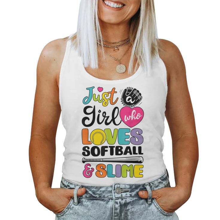 Just A Girl Who Loves Softball And Slime Sports Women Tank Top