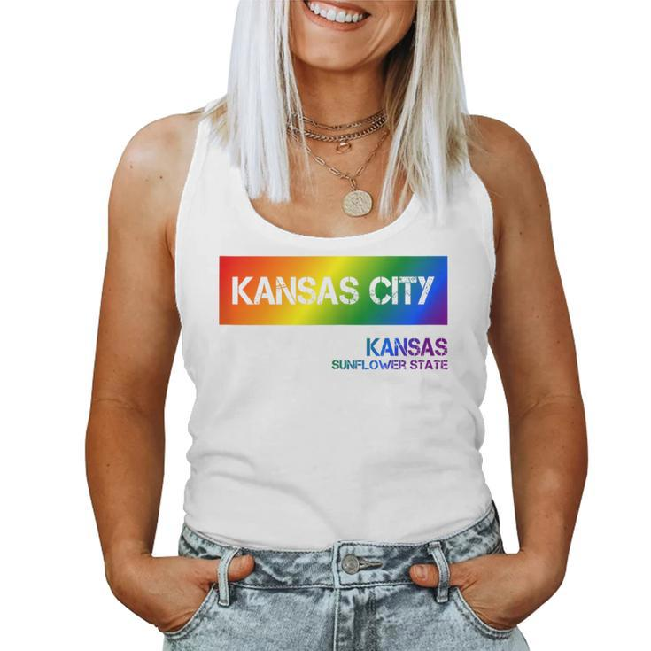 Kansas City Kansas Vintage Lgbtqai Rainbow Women Tank Top