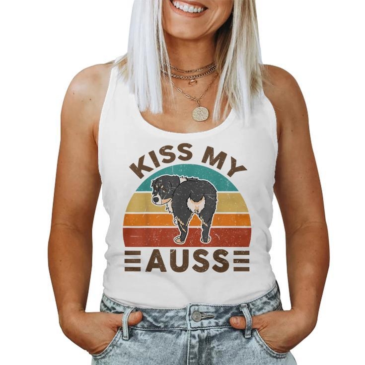 Mini Australian Shepherd Kiss My Auss Funnny Dog Mom Dad Women Tank Top