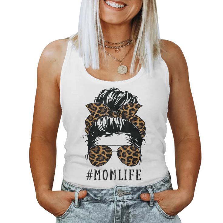 Momlife Messy Bun Leaopard Skin For Mum Life Tank Top Frauen