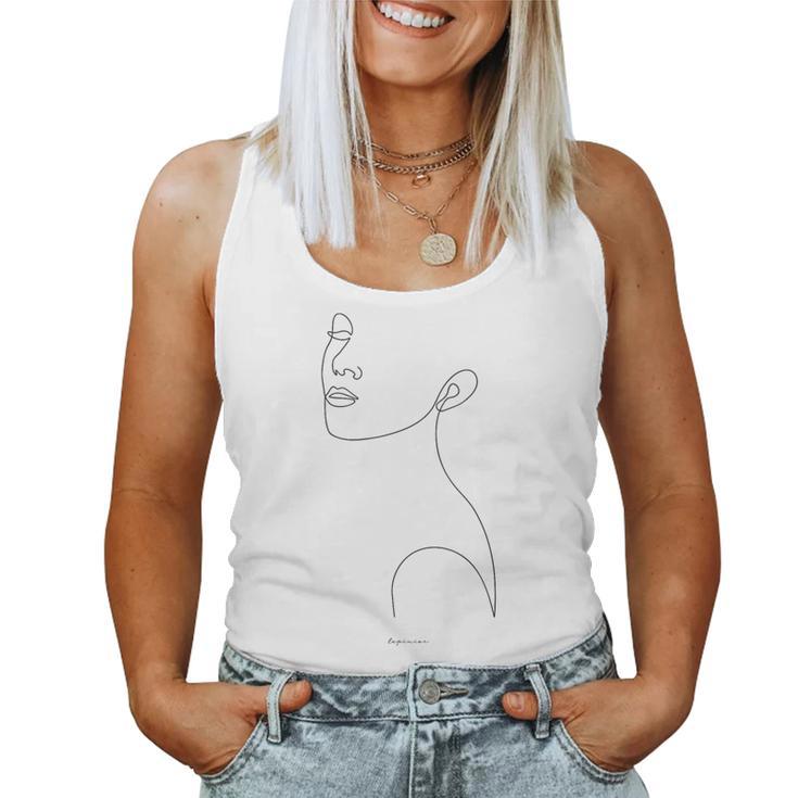 New Face One Line Drawing Portrait Modern White Woman Women Tank Top