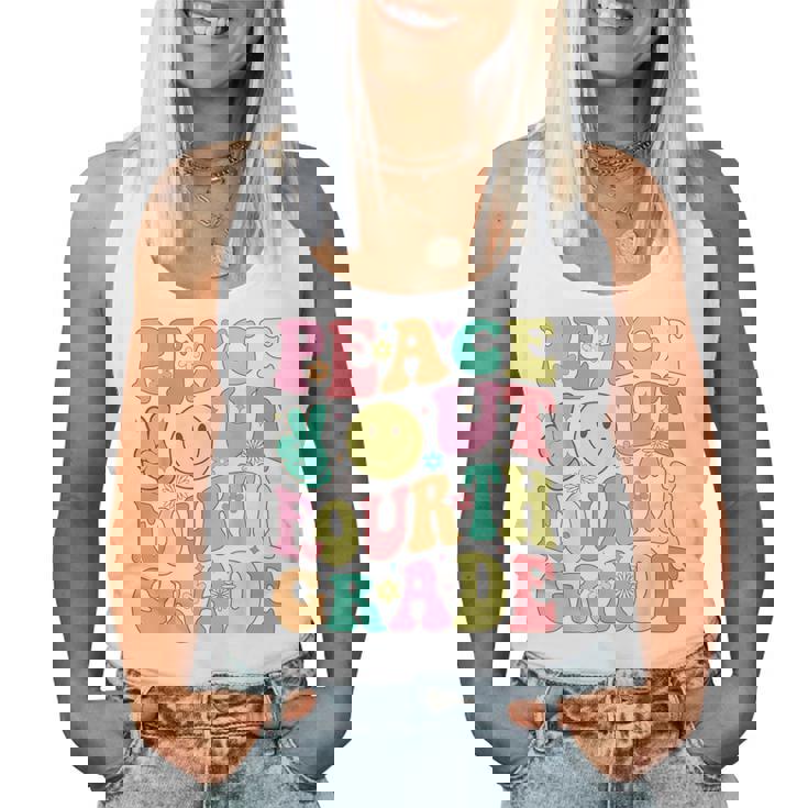 Peace Out Fourth Grade Groovy 4Th Grade Last Day Of School Women Tank Top
