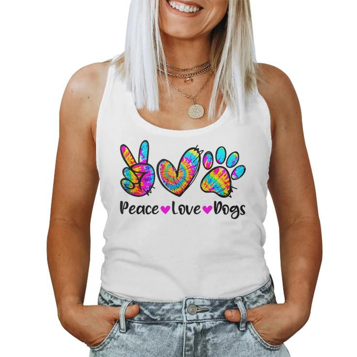 Peace Love Dogs Tie Dye Dog Paw Dog Mom Cute Mother's Day Women Tank Top