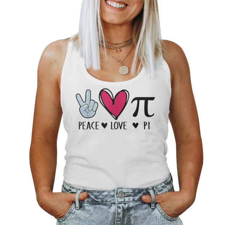 Peace Love Pi Math Lover Teacher Pi Day Mathematic Pi Symbol Women Tank Top