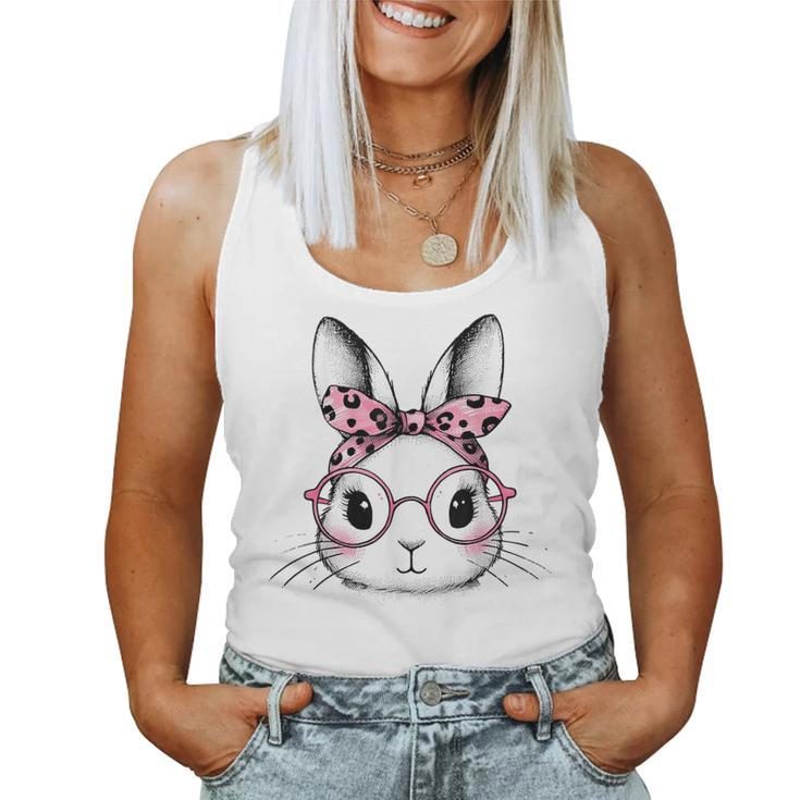 Pink Bunny Leopard Bandana Glasses Easter Day Girls Women Tank Top