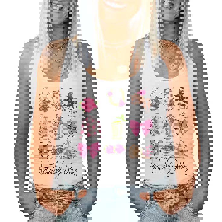 Pink Coquette Bow Derby Day Horse Racing 2024 Derby Women Tank Top