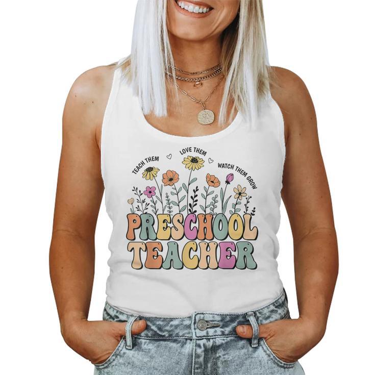 Preschool Teacher Wildflower Groovy Teacher Back To School Women Tank Top