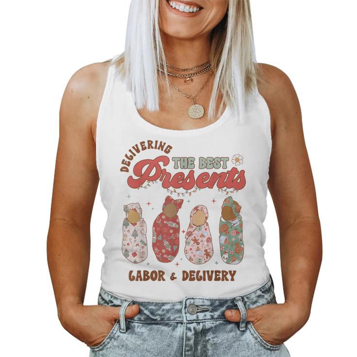 Retro Christmas Labor And Delivery Nurse Mother Baby Nurse Women Tank Top