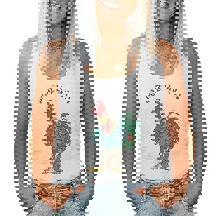 Retro Oo-De-Lally Singing Rooster Vintage Guitar Chicken Women Tank Top