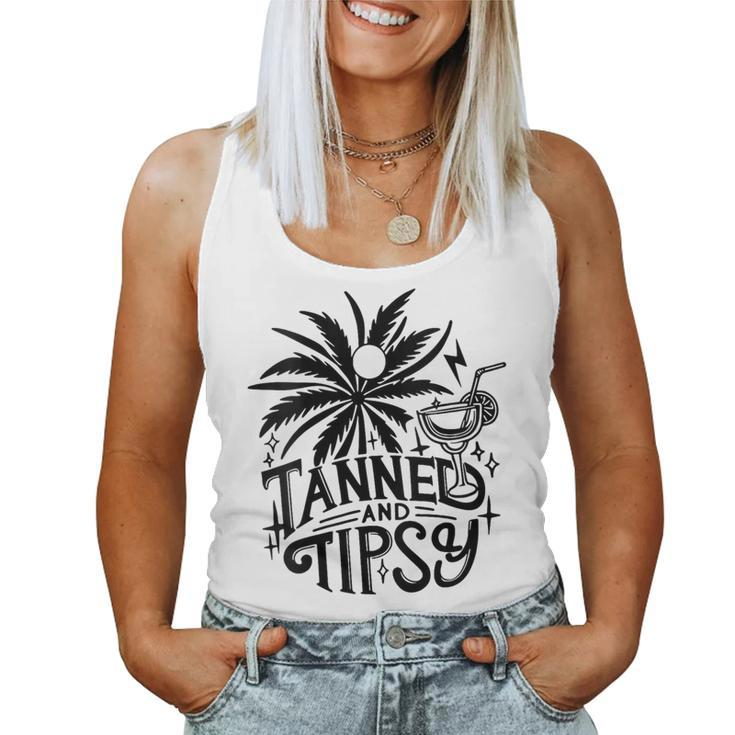 Retro Tanned And Tipsy Beach Summer Vacation Women Tank Top