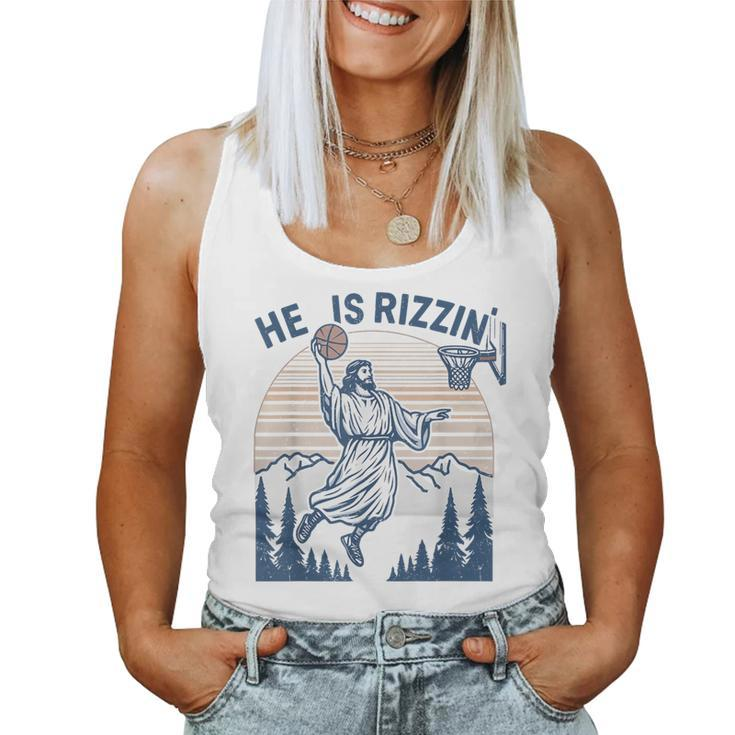 He Is Risen Rizzin' Easter Jesus Christian Faith Basketball Women Tank Top