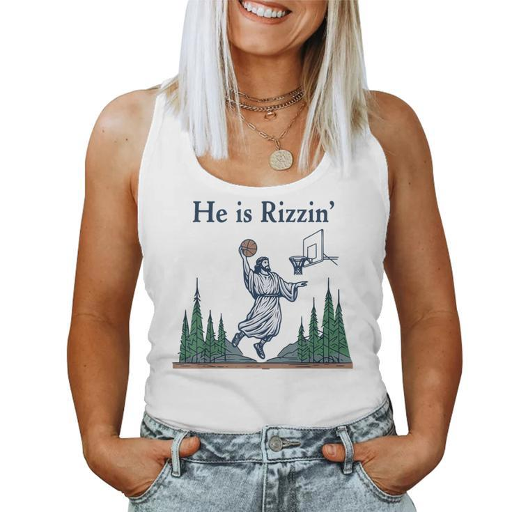 He Is Rizzin Basketball Retro Christian Religious Women Tank Top
