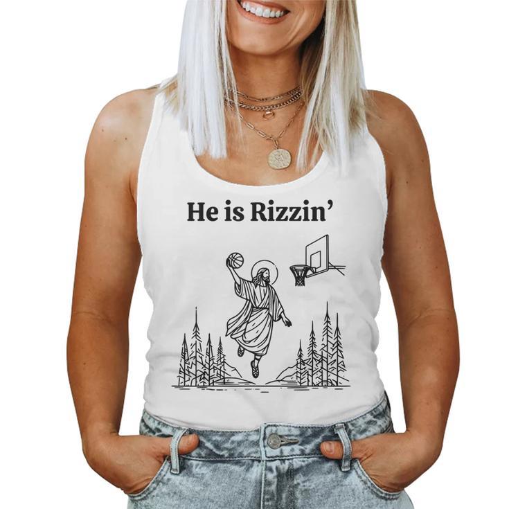 He Is Rizzin' Jesus Christian Basketball Happy Easter Day Women Tank Top