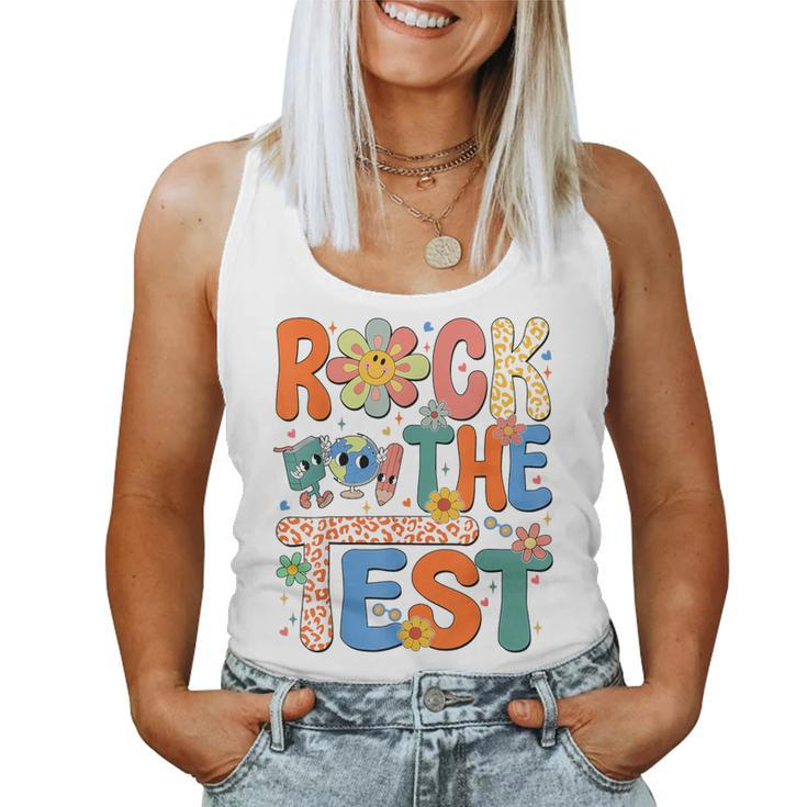 Rock The Test Testing Day Retro Groovy Teacher Student Women Tank Top