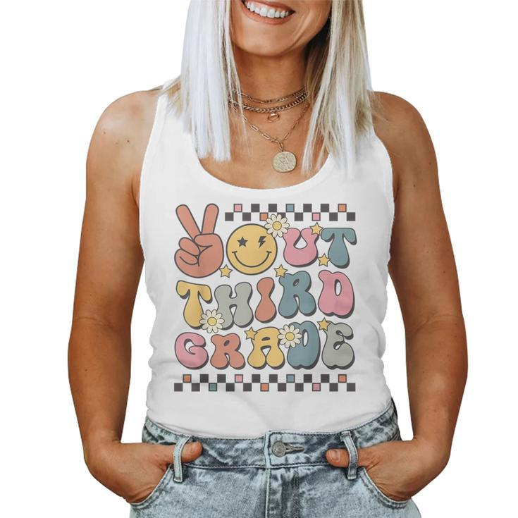 School Last Day Of 3Rd Grade Groovy Peace Out Third Grade Women Tank Top