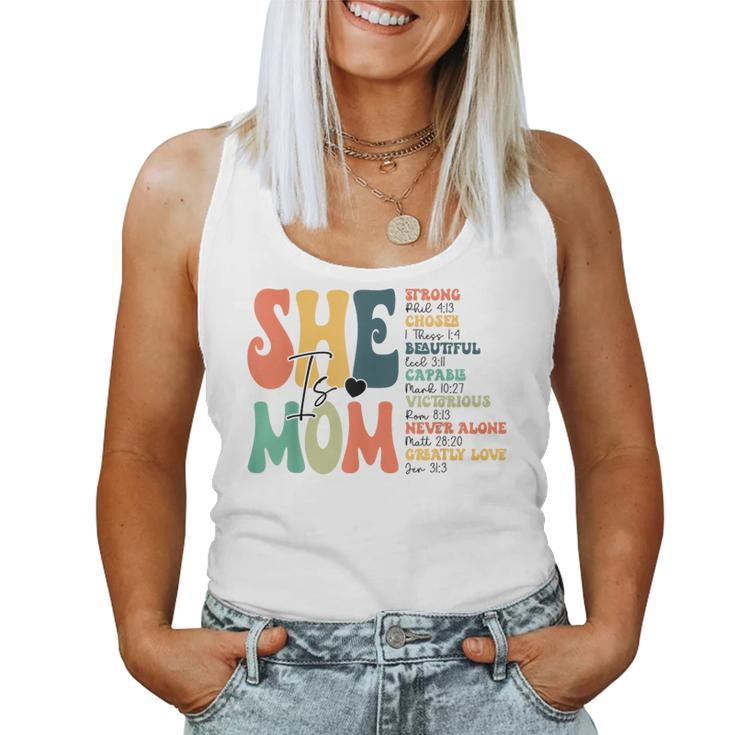 She Is Mom Christian Bible Verse Religious Mother's Day Women Tank Top