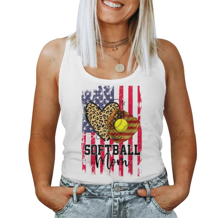 Softball Mom American Flag Patriotic 4Th Of July Women Women Tank Top