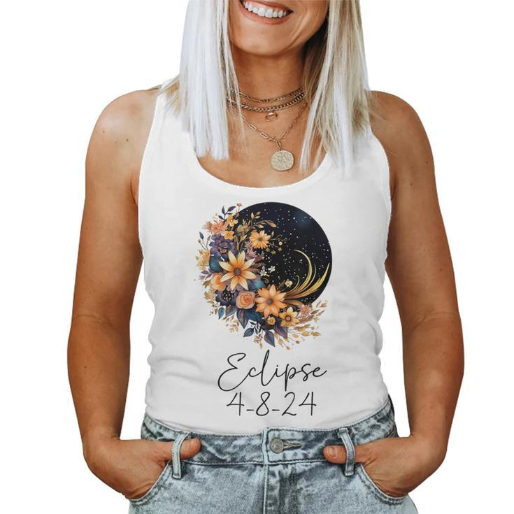 Solar Eclipse With Floral Flowers Women Tank Top