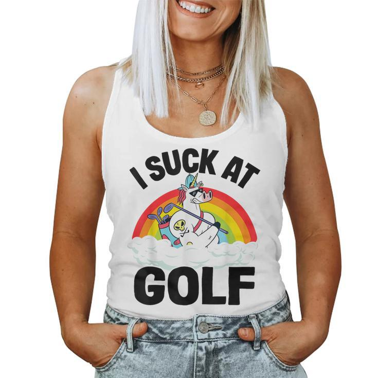 I Suck At Golf Golf Loser Unicorn Sarcastic Golfing Women Tank Top