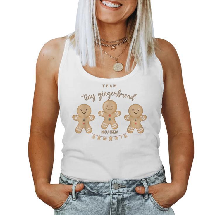 Team Tiny Gingerbread Nicu Crew Neonatal Icu Nurse Christmas Women Tank Top