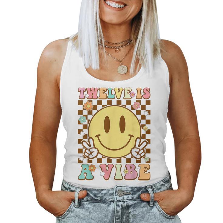 Twelve Is A Vibe 12Th Birthday Groovy 12 Year Old Boys Girls Women Tank Top