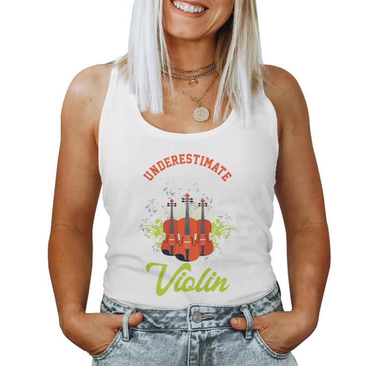 Never Underestimate Girl With Violin Fiddle Violinist Women Tank Top