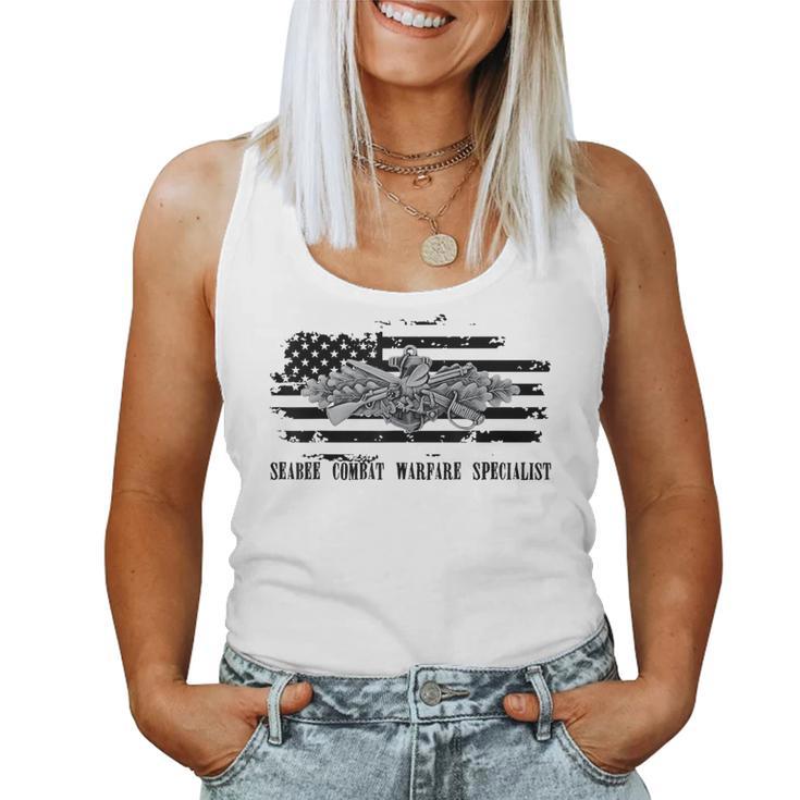 Us Navy Seabee Cb Combat Warfare Specialist Men Women Women Tank Top