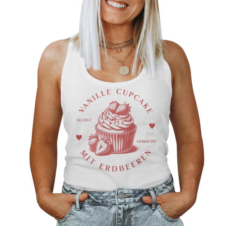 Vanille Cupcake Mit Erdbeeren Auf Dem Rücken Tank Top Frauen