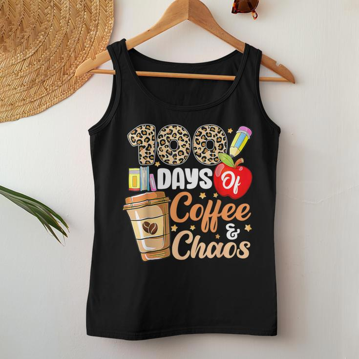 100 Days Of Coffee & Chaos 100Th Day Of School Teacher Kid Women Tank Top Funny Gifts